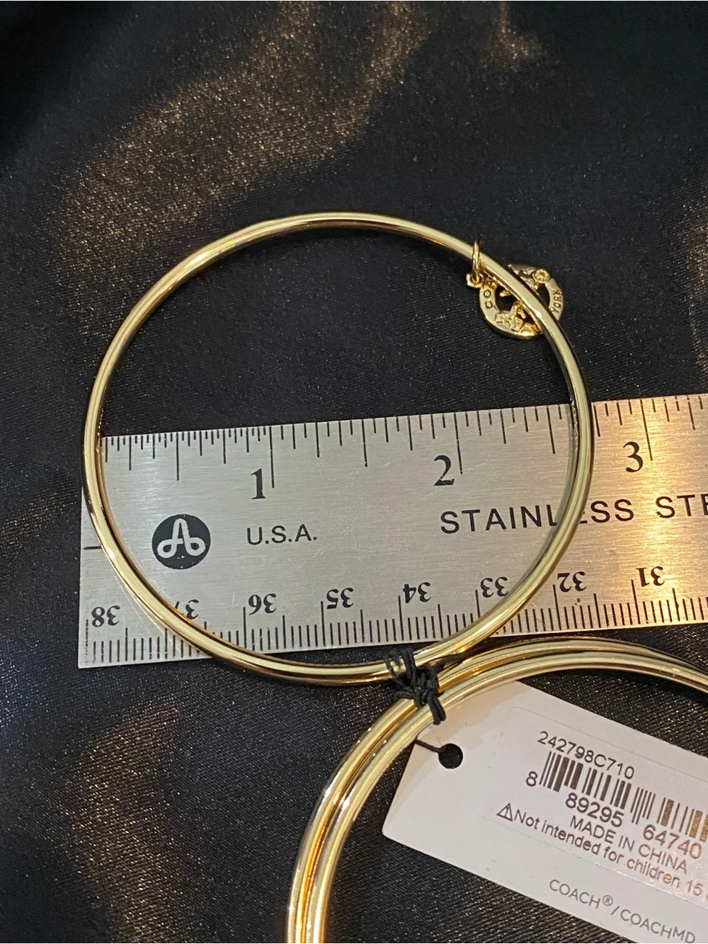 Coach Gold-Tone Trio Charm Bangle Bracelets -NEW